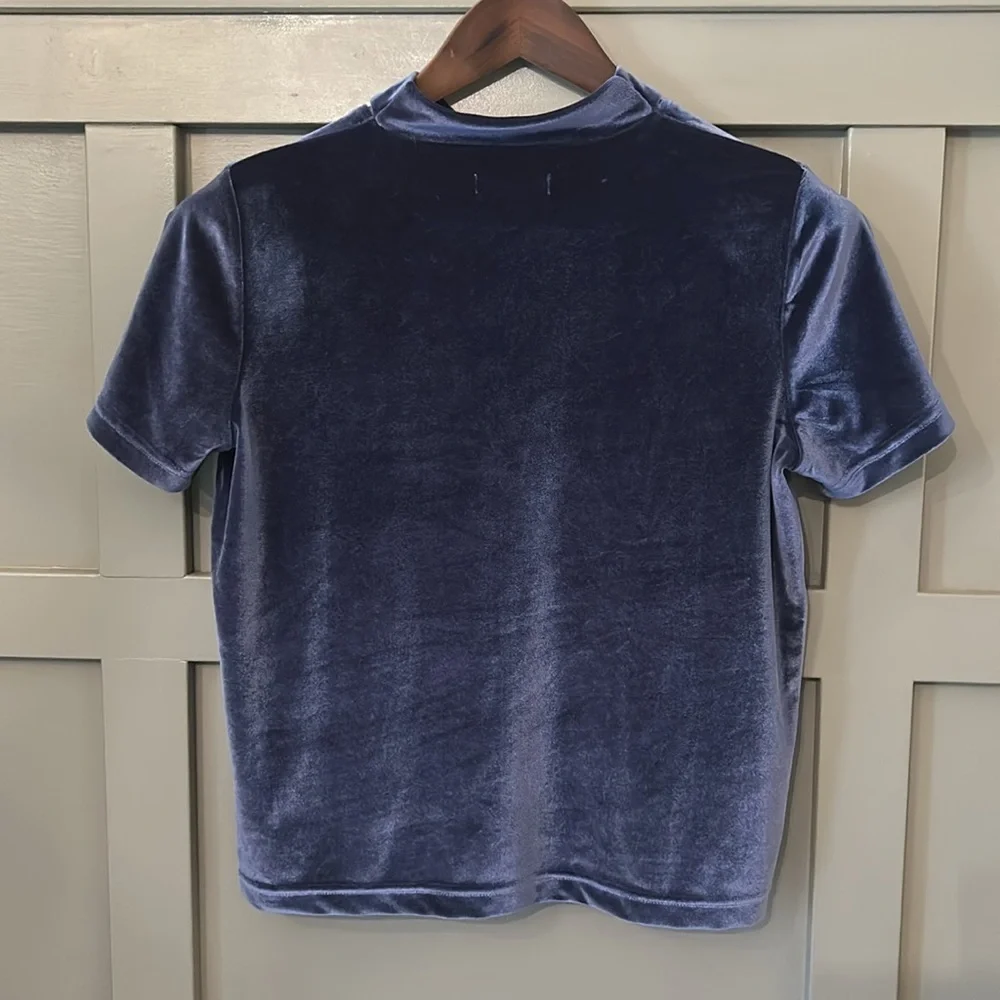 Madewell Velvet Tie Neck Top Nightfall Blue Size Small